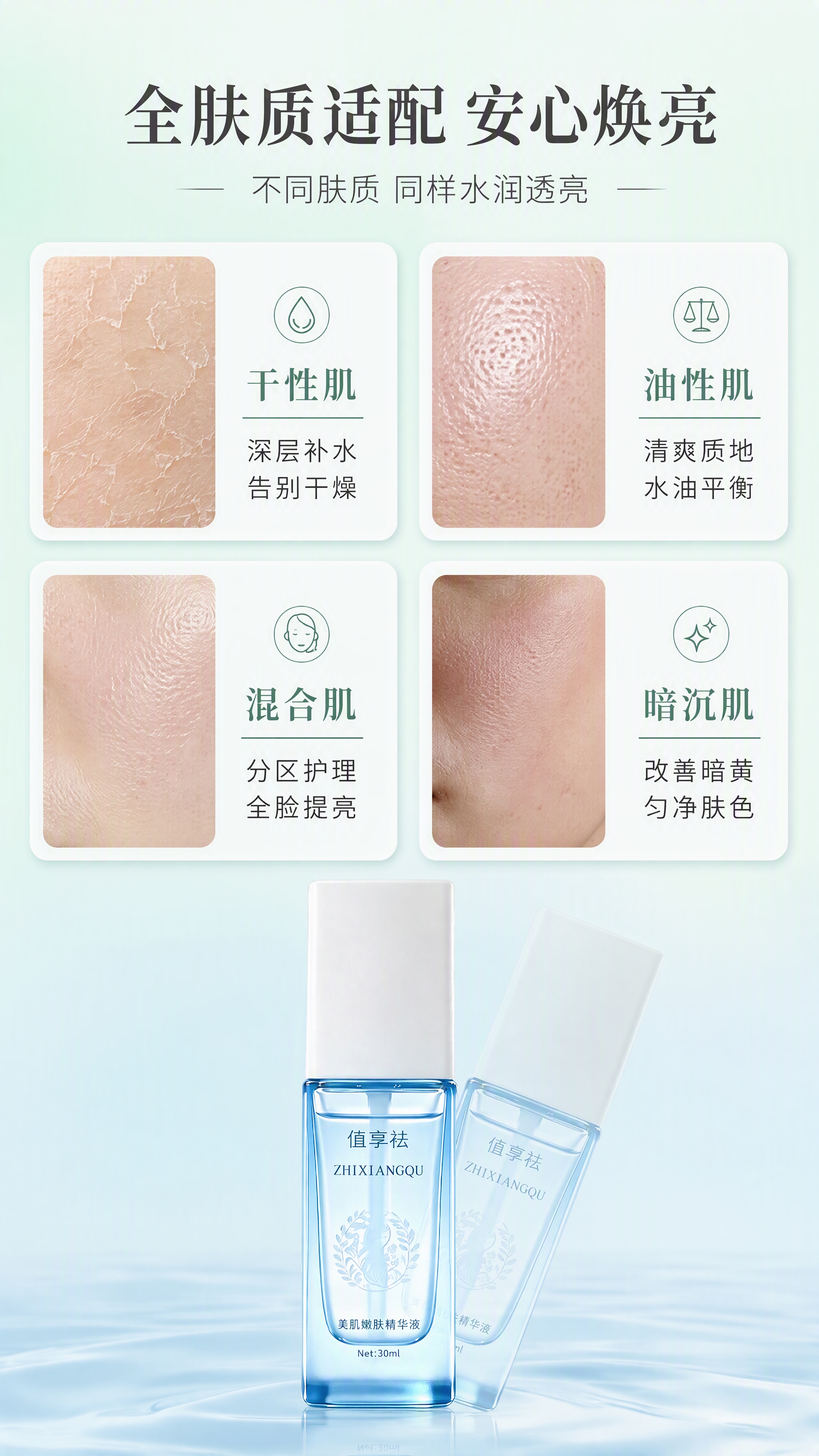 [第7张] 详情页适用肤质-多种肤质适配卡片。本张使用【图1】… - 图片创意预览