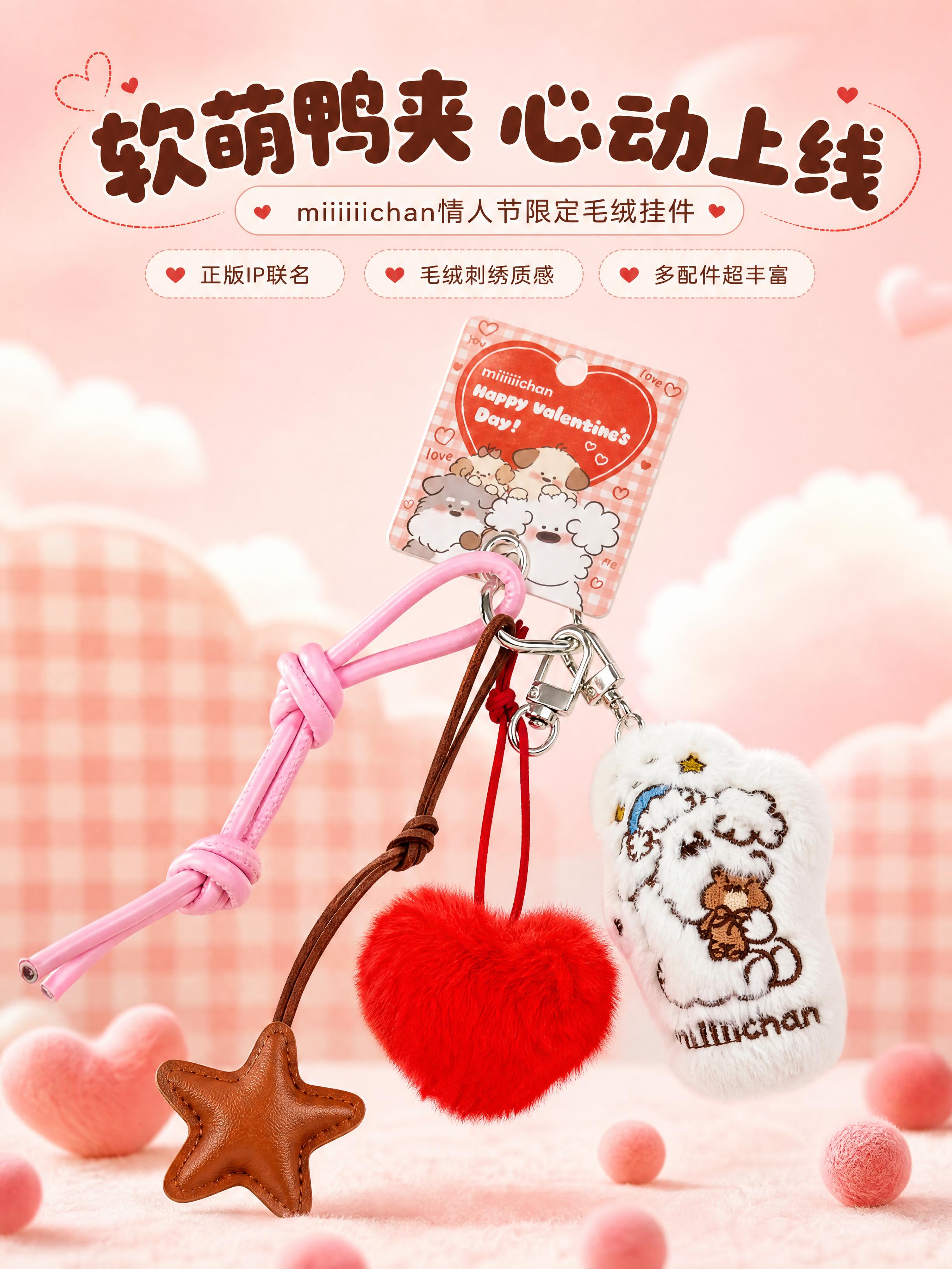 [商品] 使用【图1】miiiiichan情人节限定毛绒鸭夹钥… - 图片创意预览
