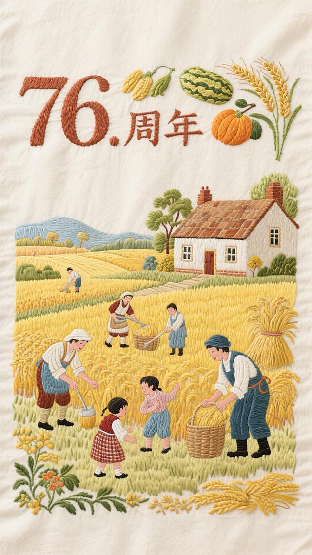 🎊国庆 76 周年！乡村振兴刺绣绘丰收盛景