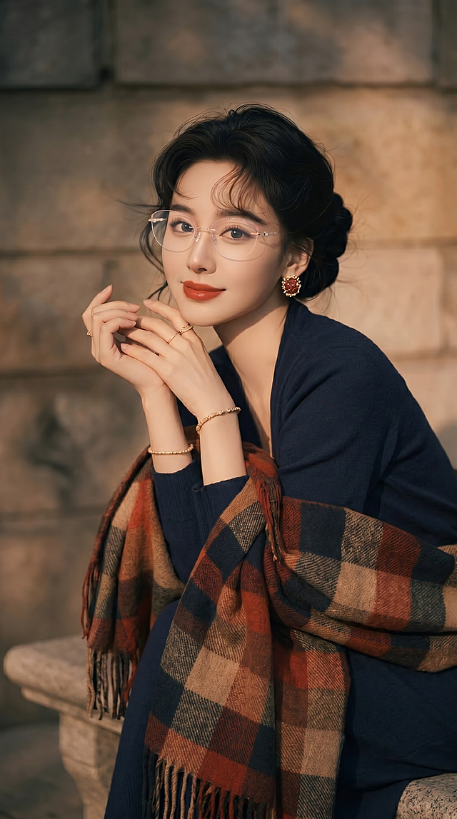 变换人物姿势，保持眼镜细节完全不变，保持9:16尺寸，保持整体风格和配色不变