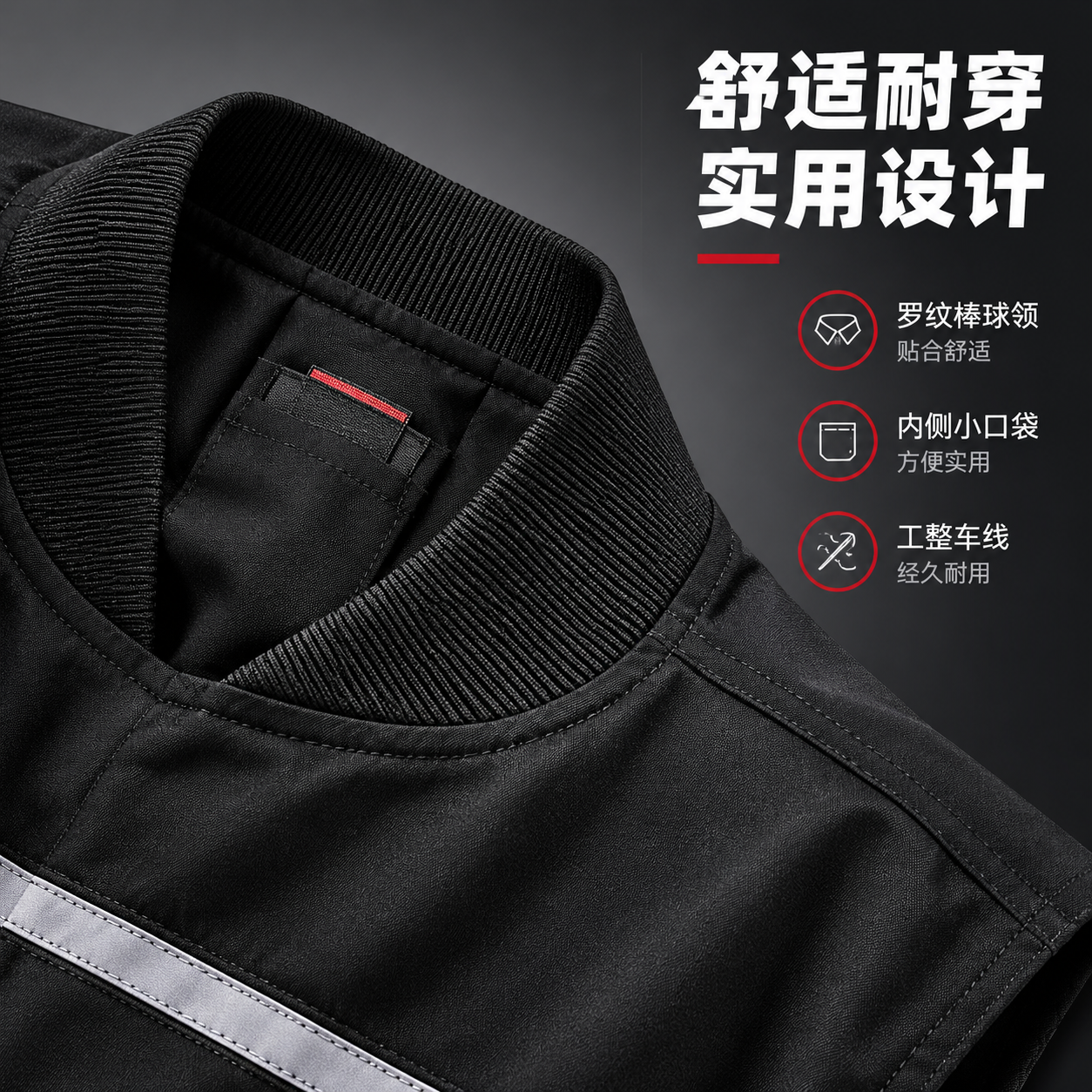 [主图-4] 顺丰马甲领口与口袋细节展示图，展示穿着舒适度与实… - 图片创意预览