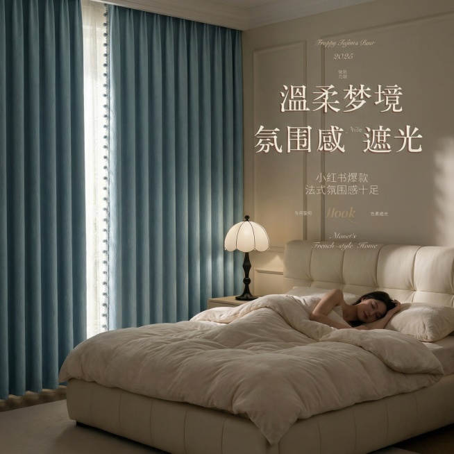 把场景改成奶油风卧室，女人在床上睡觉预览效果