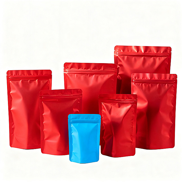 [主图-1] Thicken Colorful Aluminum Foil Stand Up Ziplock Bag with Window for Food Packaging. Pure white background #FFFFFF, product centered, product size accounts for about 85% of the entire画面. Keep the product appearance (physical structure, material texture, color) completely consistent with the input image, eliminate any Chinese text and trademarks, no distortion and chromatic aberration, meticulous processing. Commercial photography texture, soft and transparent light, clear and real product, clean and high-level画面. Soft main light from the front, slight reflection on the aluminum foil surface, clear outline, hierarchical sense of light and shadow. Main color is the original bright color of the product, the background is pure white. 1:1 front horizontal viewing angle, the product is complete without cutting. No Chinese text, no trademarks, no marketing information, no borders, no extra props. 1:1 ratio, 2048*2048 resolution, 4k, ultra HD. Negative prompt: deformation, text confusion, blurred product image, messy background, watermark, e-commerce platform Logo, Chinese characters.