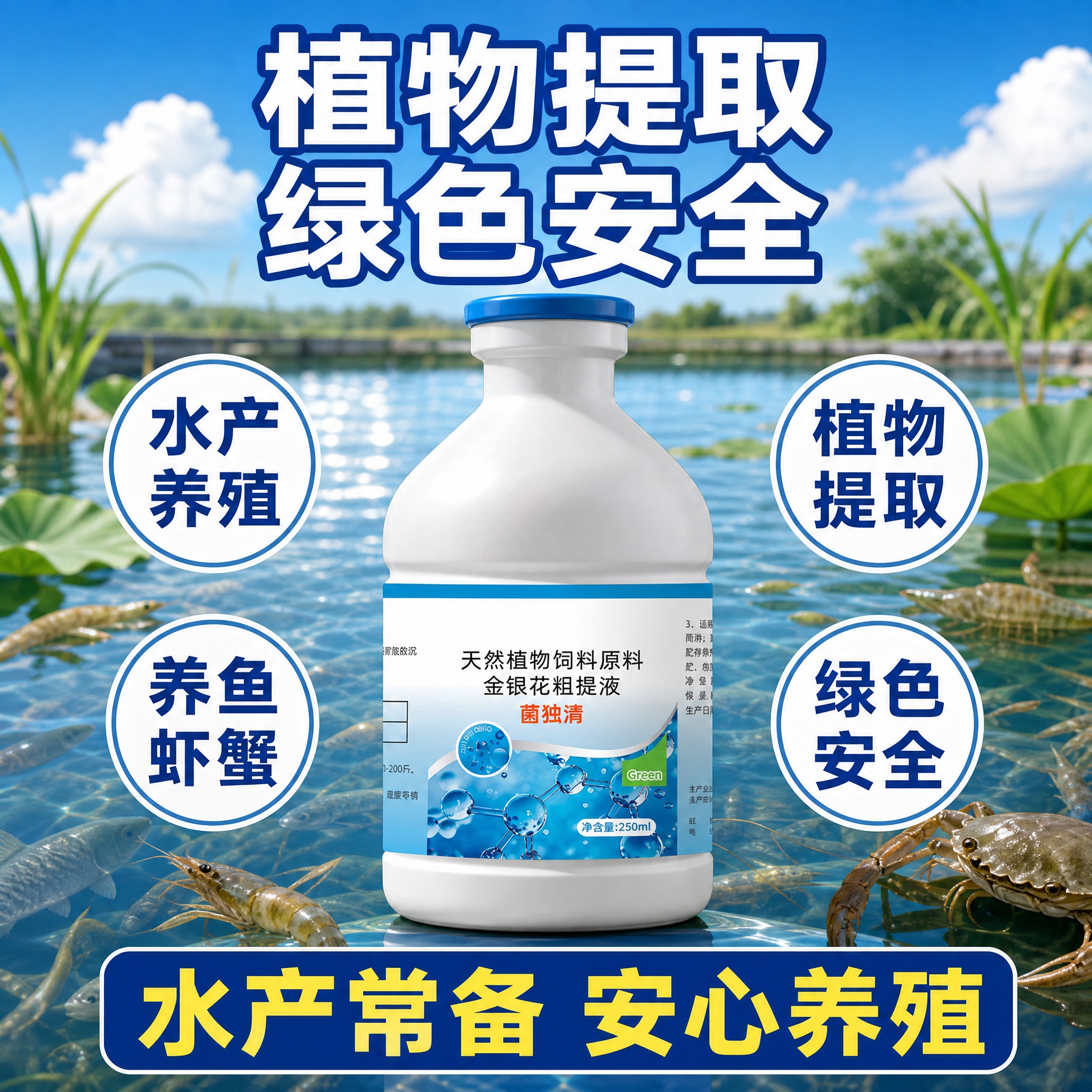 [主图-2] 菌独清 水产养殖主图 上标题+下方卖点宫格版式… - 图片创意预览