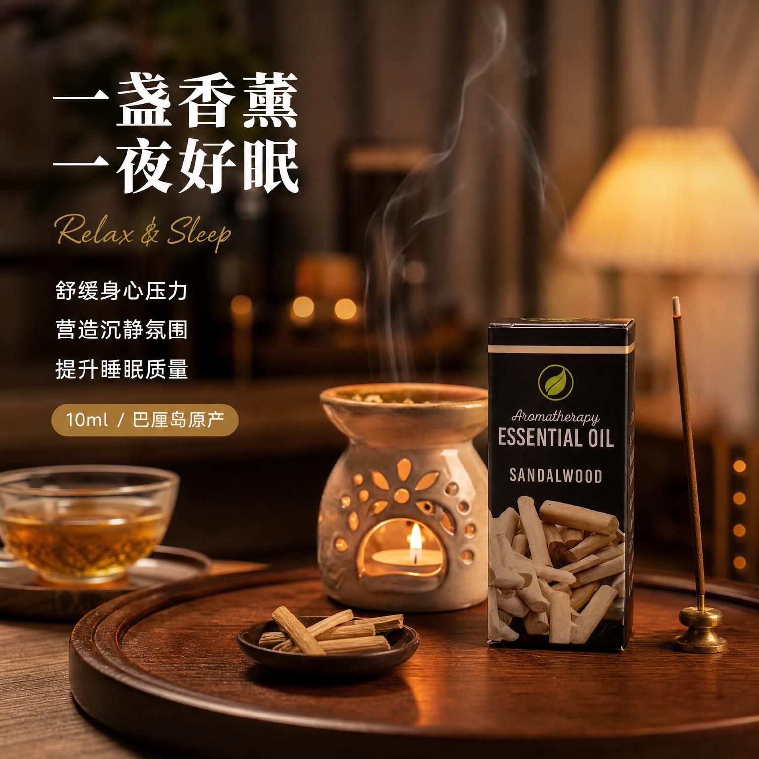 [主图-3] 檀香精油使用场景 香薰氛围场景图。 [氛围风格]… - 图片创意预览