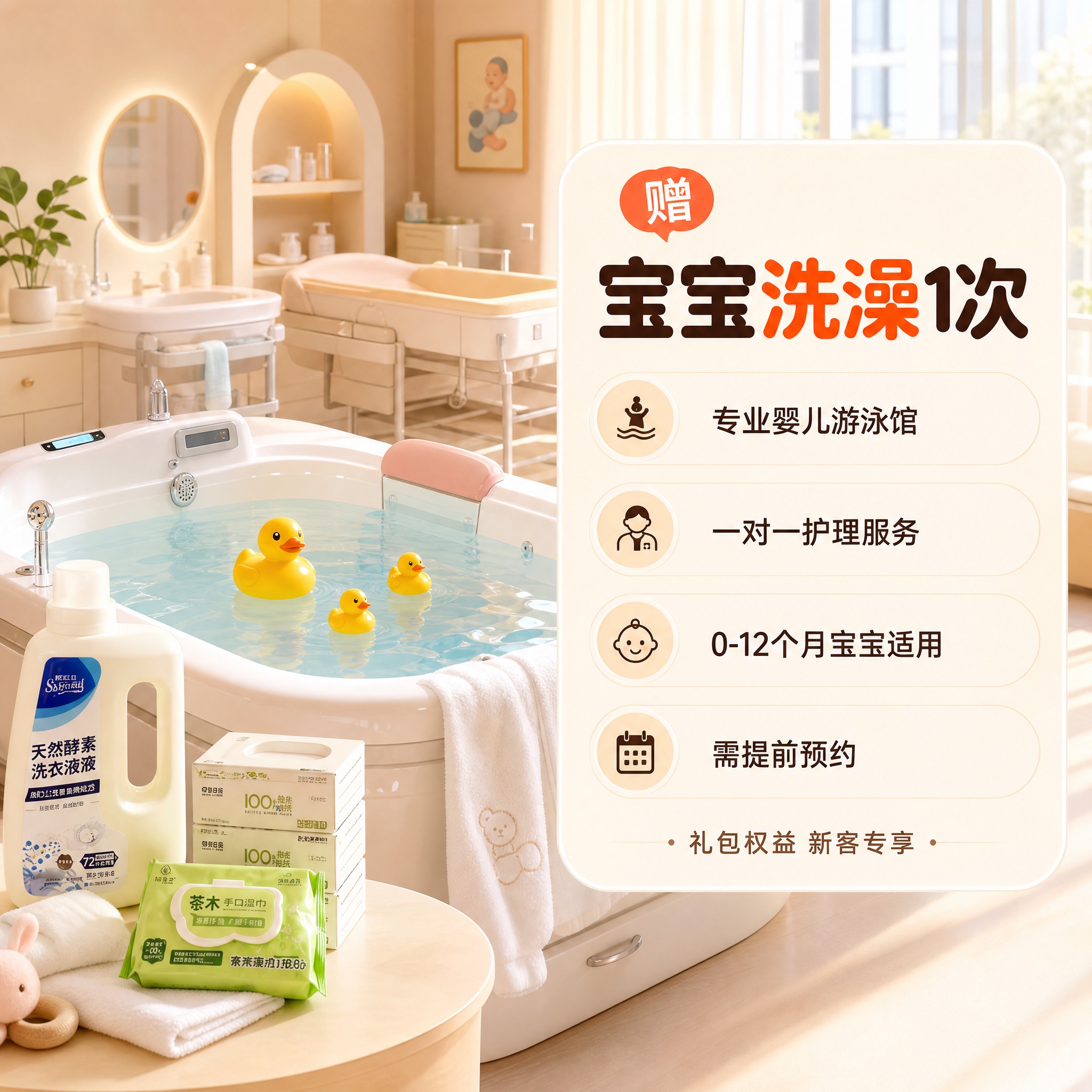 [主图-8] 迪达婴童新客礼包 宝宝洗澡服务权益图 到店体验。… - 图片创意预览