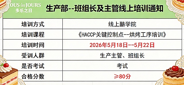 在这张培训通知表格图片基础上进行美化，在角落添加精美的烘焙蛋糕装饰元素，保持表格内容、文字和排版完全不变，提升整体视觉效果