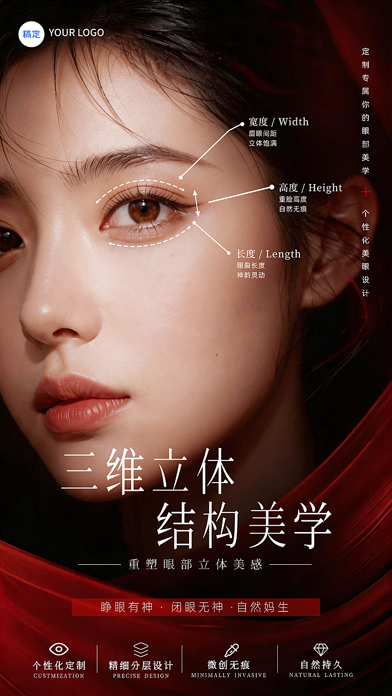 眼部医学美学美容线上渠道全屏竖版海报
