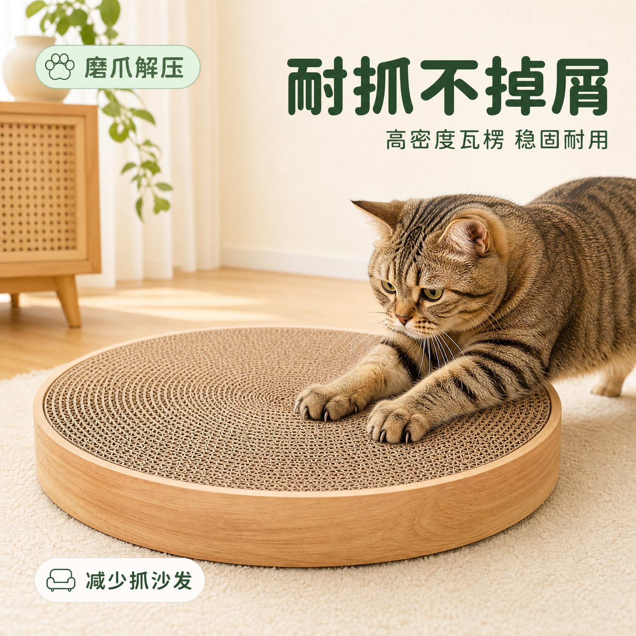 [主图-1] 猫抓板 首图，唯一任务：让买家一眼看清猫抓板形态… - 图片创意预览