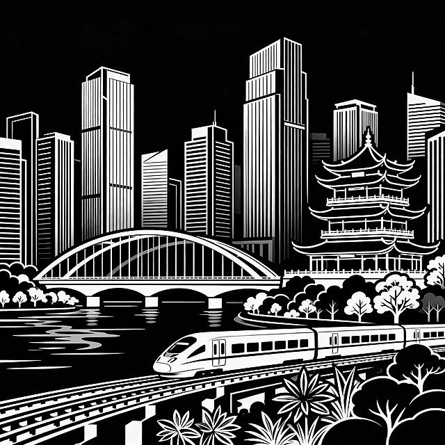 城市风景线的剪影