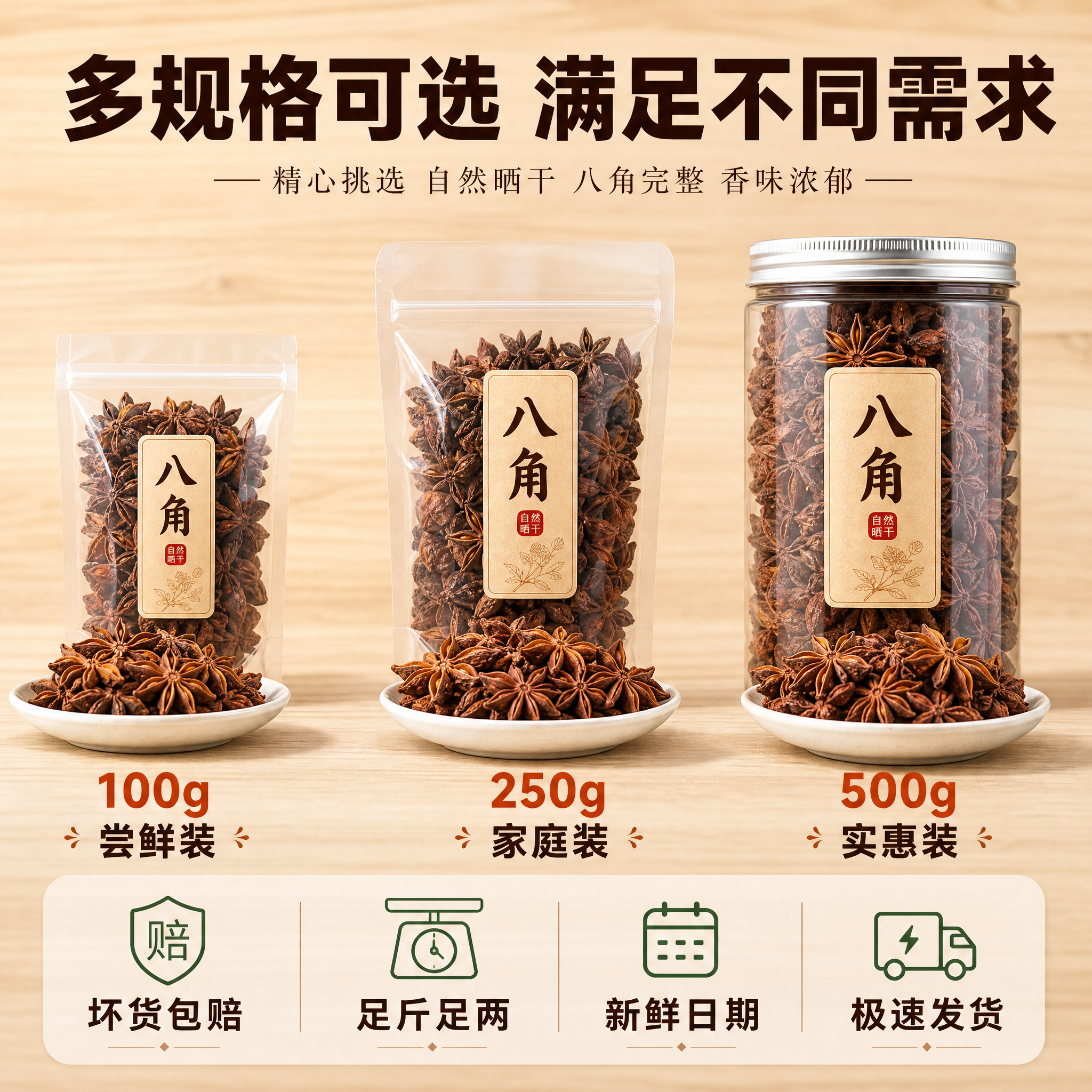[主图-5] 规格与服务承诺图，展示多规格选择和售后保障，促进… - 图片创意预览