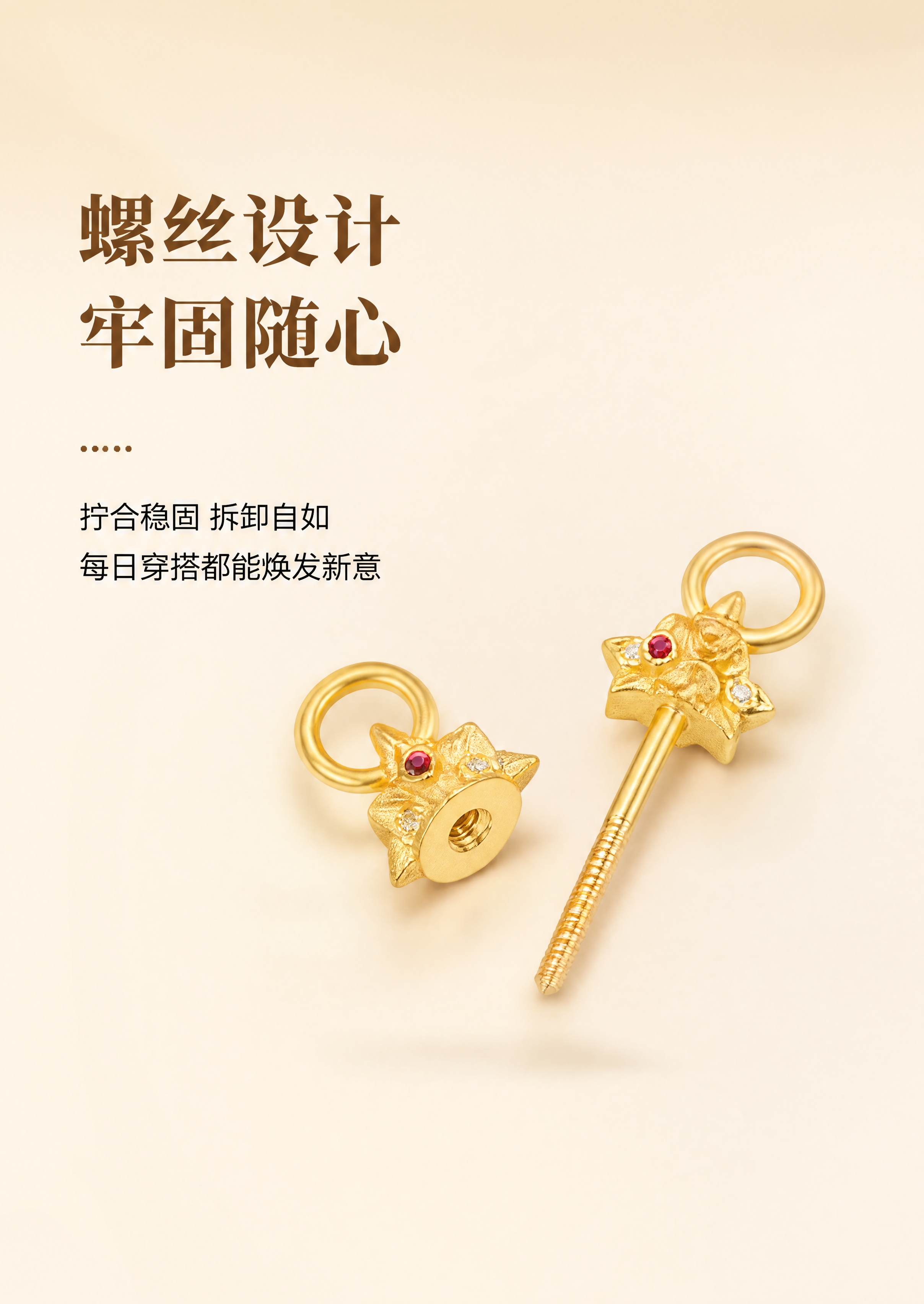 [商品] 使用【图3】螺丝扣拧开拆分状态图；保留双花头造型、螺… - 图片创意预览