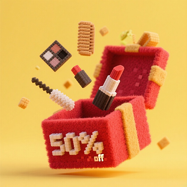 毛毡像素元素·促销彩妆礼盒