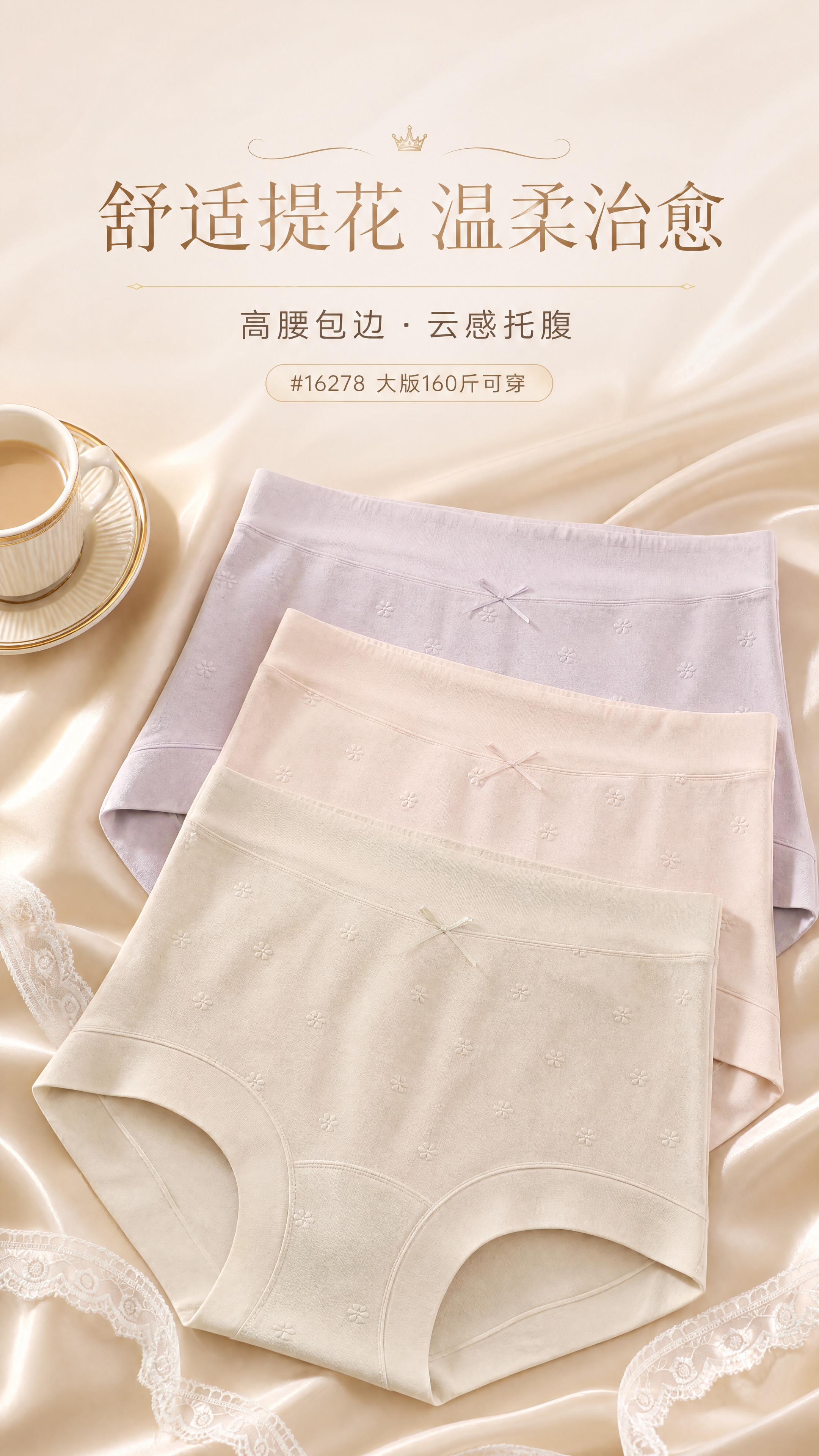 [商品] 使用【图1】高腰提花女士内裤，保留高腰版型、小花提花… - 图片创意预览