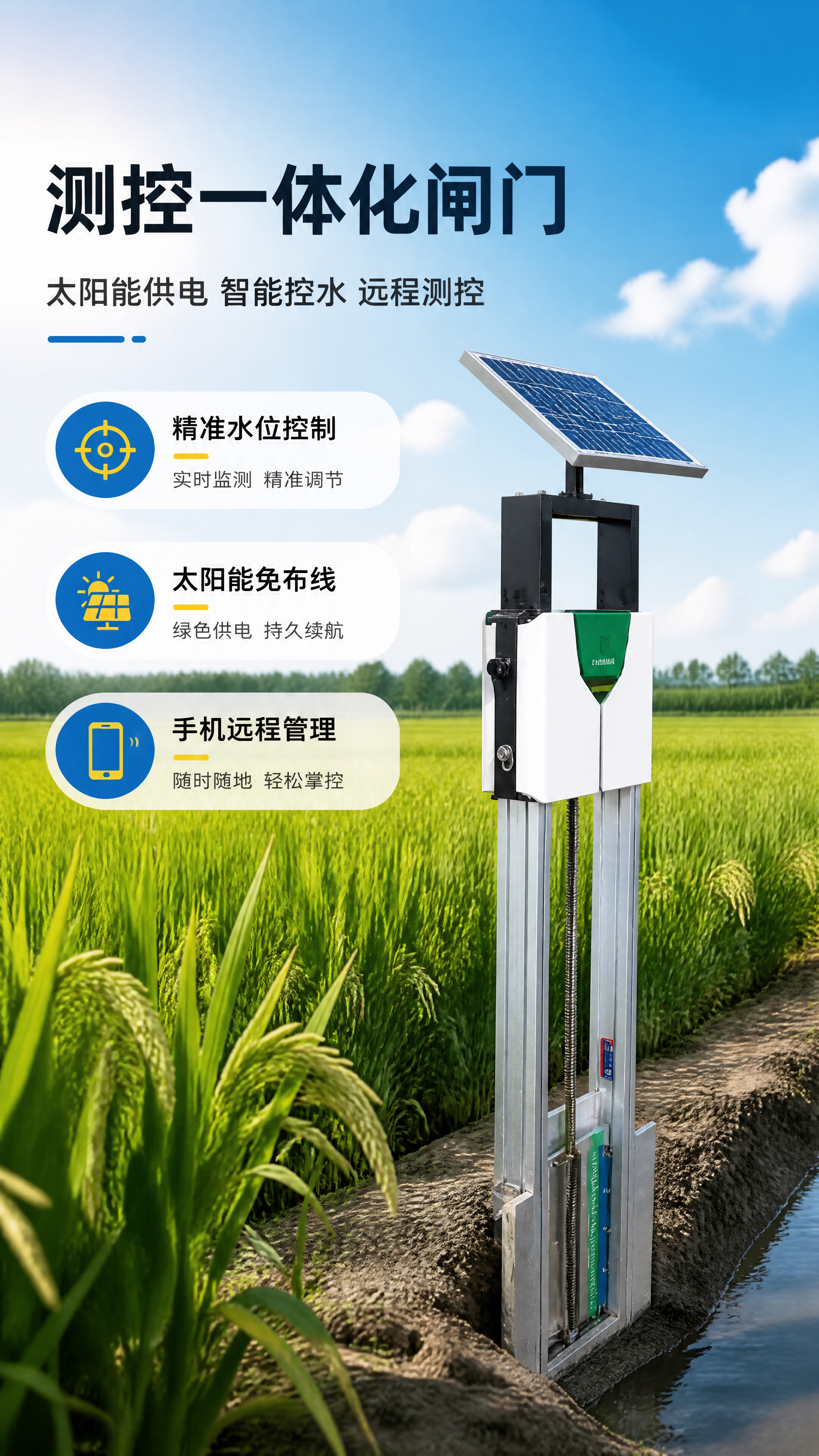 [商品] 使用【图1】稻田插地式测控一体化闸门；保留太阳能板、… - 图片创意预览
