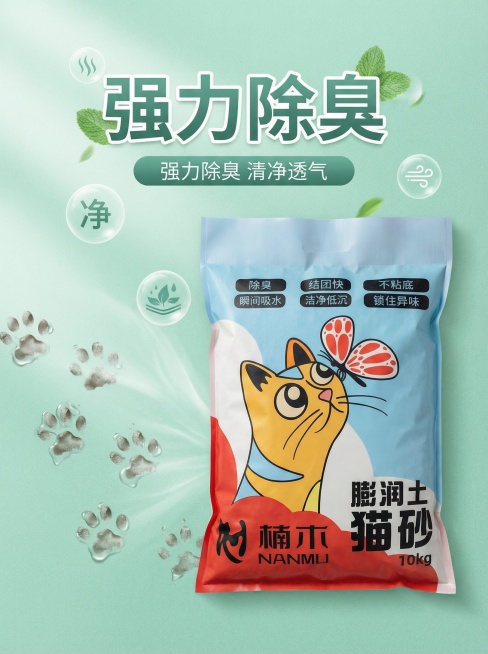 我的产品是猫砂，用我提供的产品图帮我设计20张高级主图预览效果