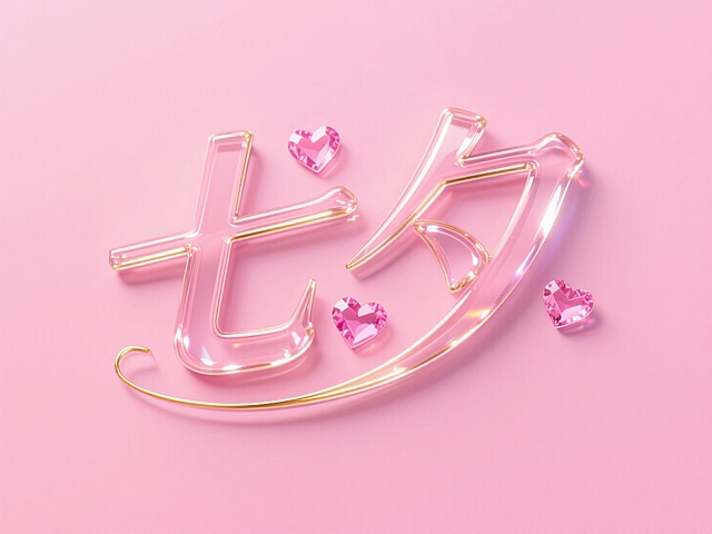 粉色玻璃风字体，搭配心形宝石，营造甜美梦幻的3D视觉效果。
