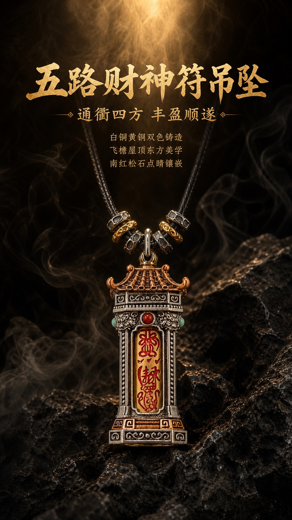 淘宝天猫详情页首屏海报，9:16竖版，深色中式场景风格，暗调古… - 图片创意预览