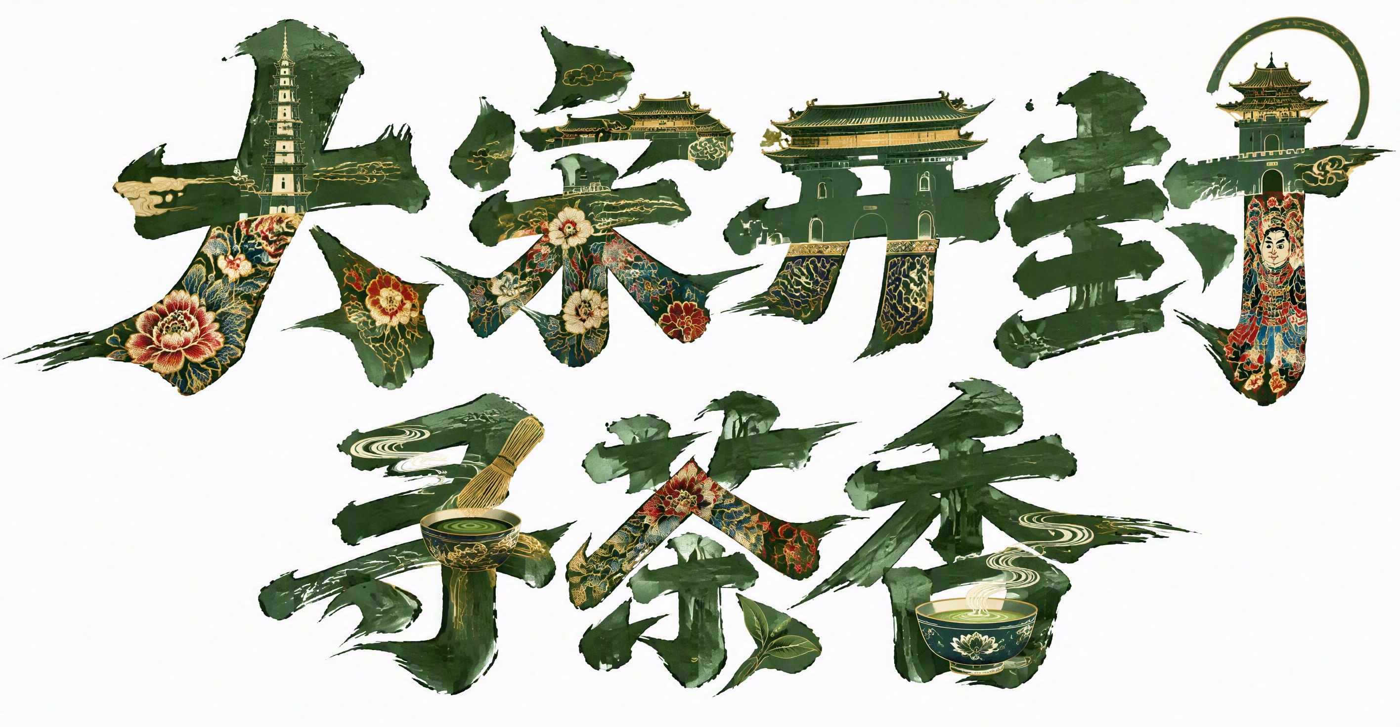 对图中的“大宋开封 寻茶香”书法字体进行创意设计，在保留原有字… - 图片创意预览