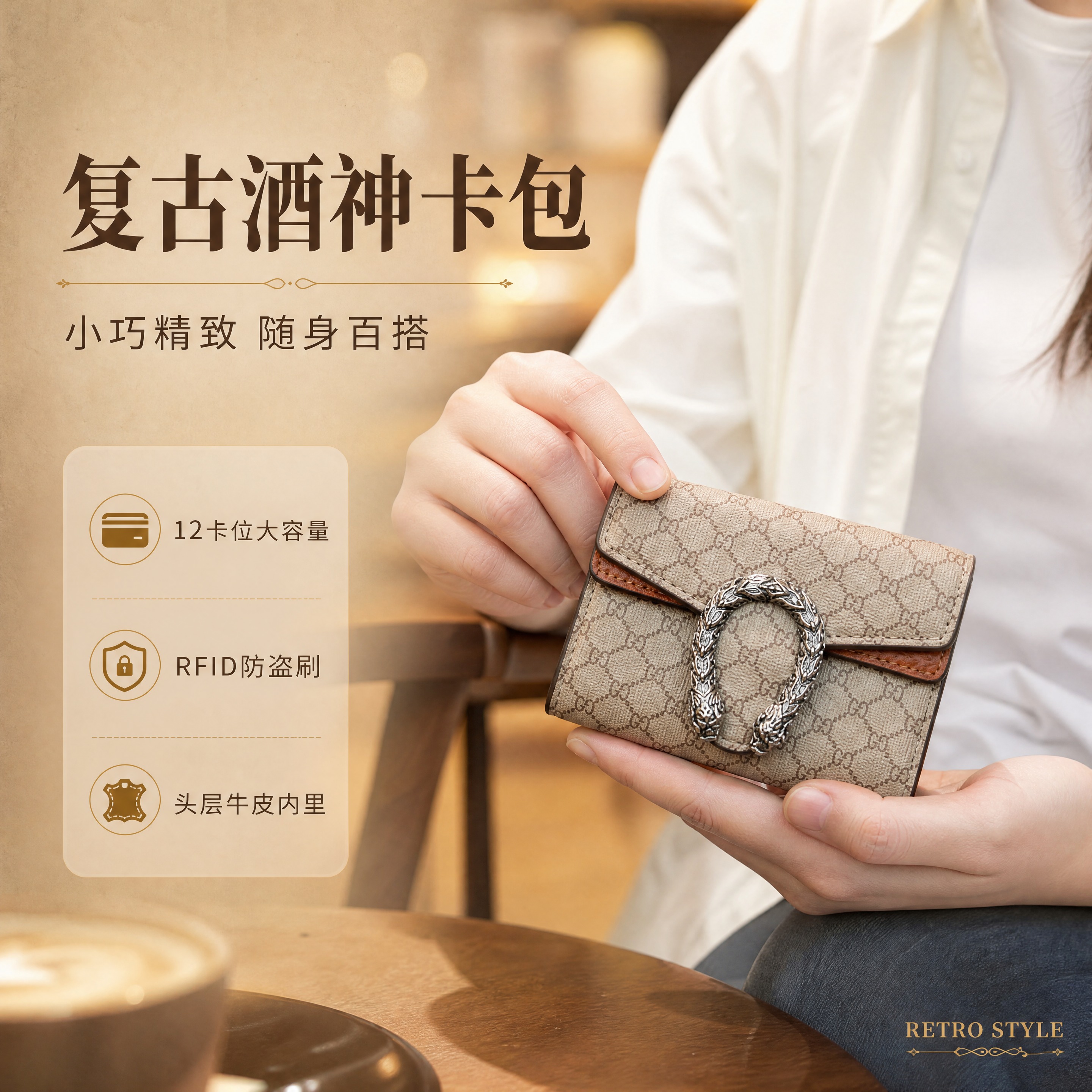 [商品] 使用【图1】模特手持卡包画面；商品为KB-9009酒… - 图片创意预览