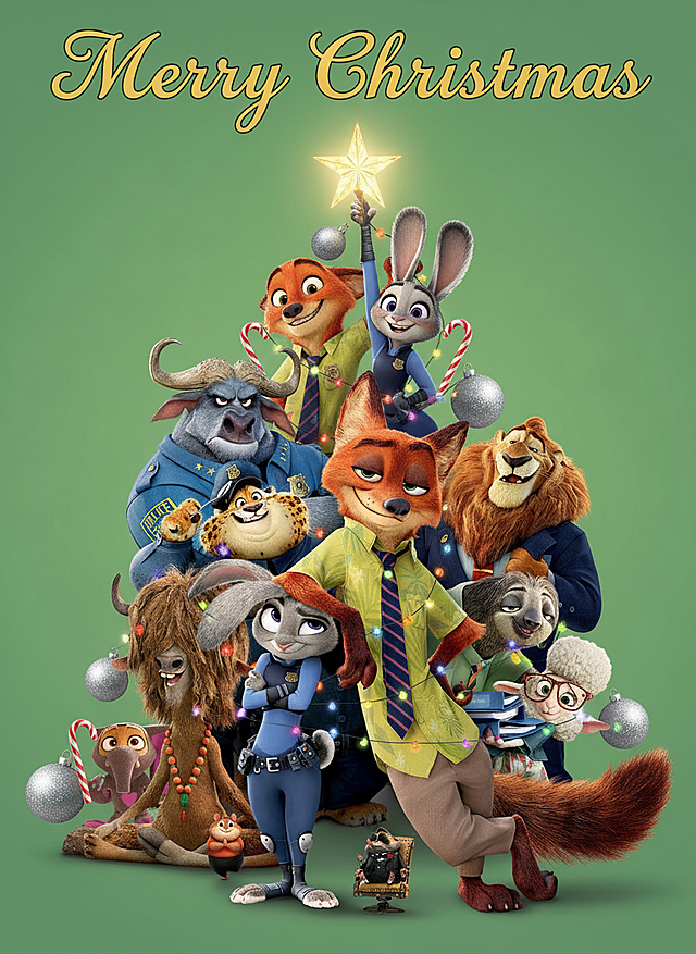 软3D风卡通角色群像，拟人化动物身着节日服饰，点缀彩灯与圣诞装饰，温馨喜庆，趣味十足，传递欢乐圣诞氛围。