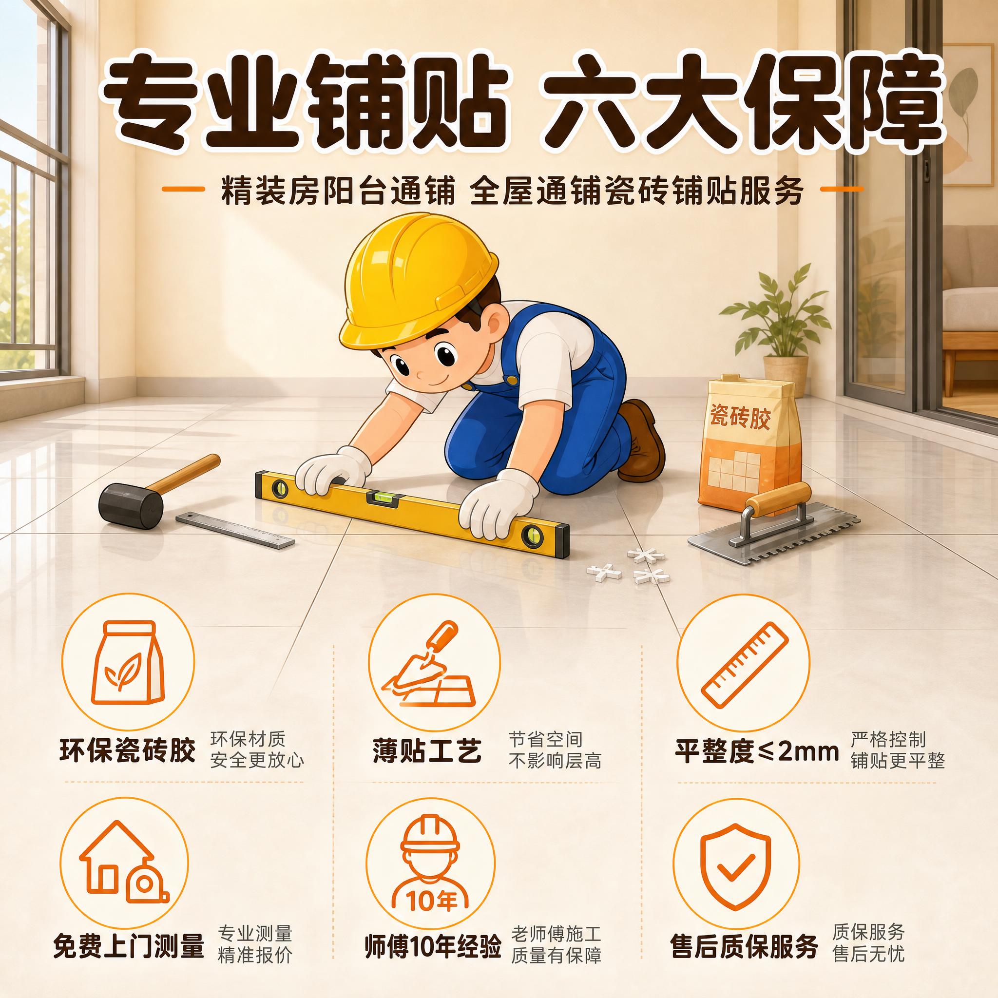 [主图-3] 精装房阳台通铺 全屋通铺瓷砖铺贴服务 服务亮点与… - 图片创意预览