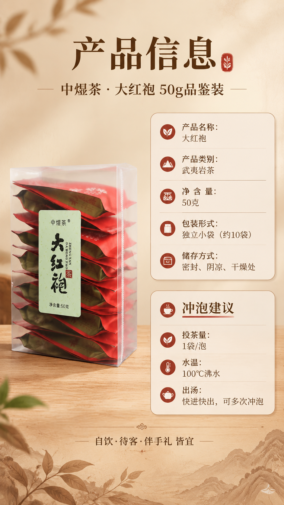 [商品] 使用【图1】中煜茶大红袍产品；保留透明盒、红色小泡袋… - 图片创意预览