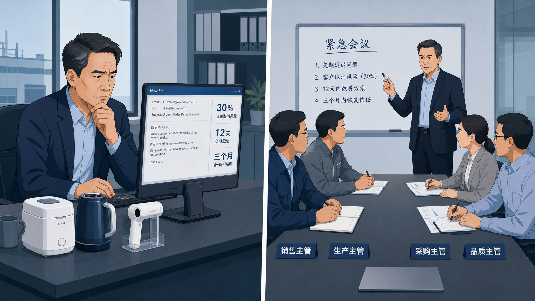 PPT商业插图风格，扁平化矢量插画，16:9横版构图。画面分为… - 图片创意预览