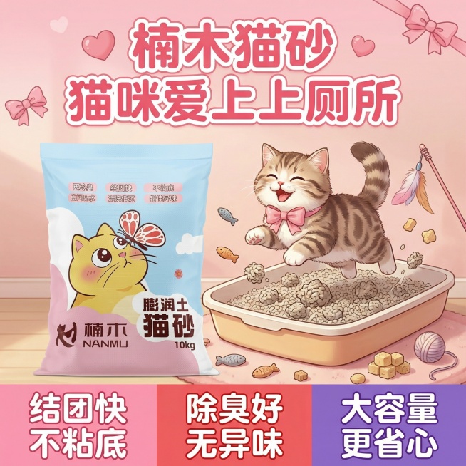我的产品是猫砂，用我提供多产品图帮我做10张拼多多用的主图预览效果