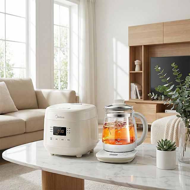 图1和图2产品放在一个整洁明亮的客厅大理石桌面上，保持产品不变