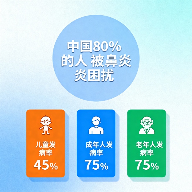 中国80%的人被鼻炎困扰，儿童，成年人，老人的发病率统计预览效果