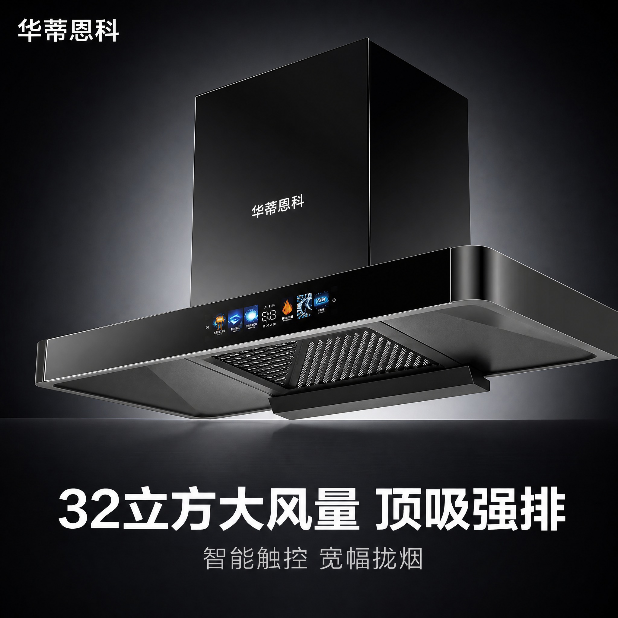 [主图-1] 商品识别与核心利益，展示华蒂恩科顶吸式抽油烟机完… - 图片创意预览