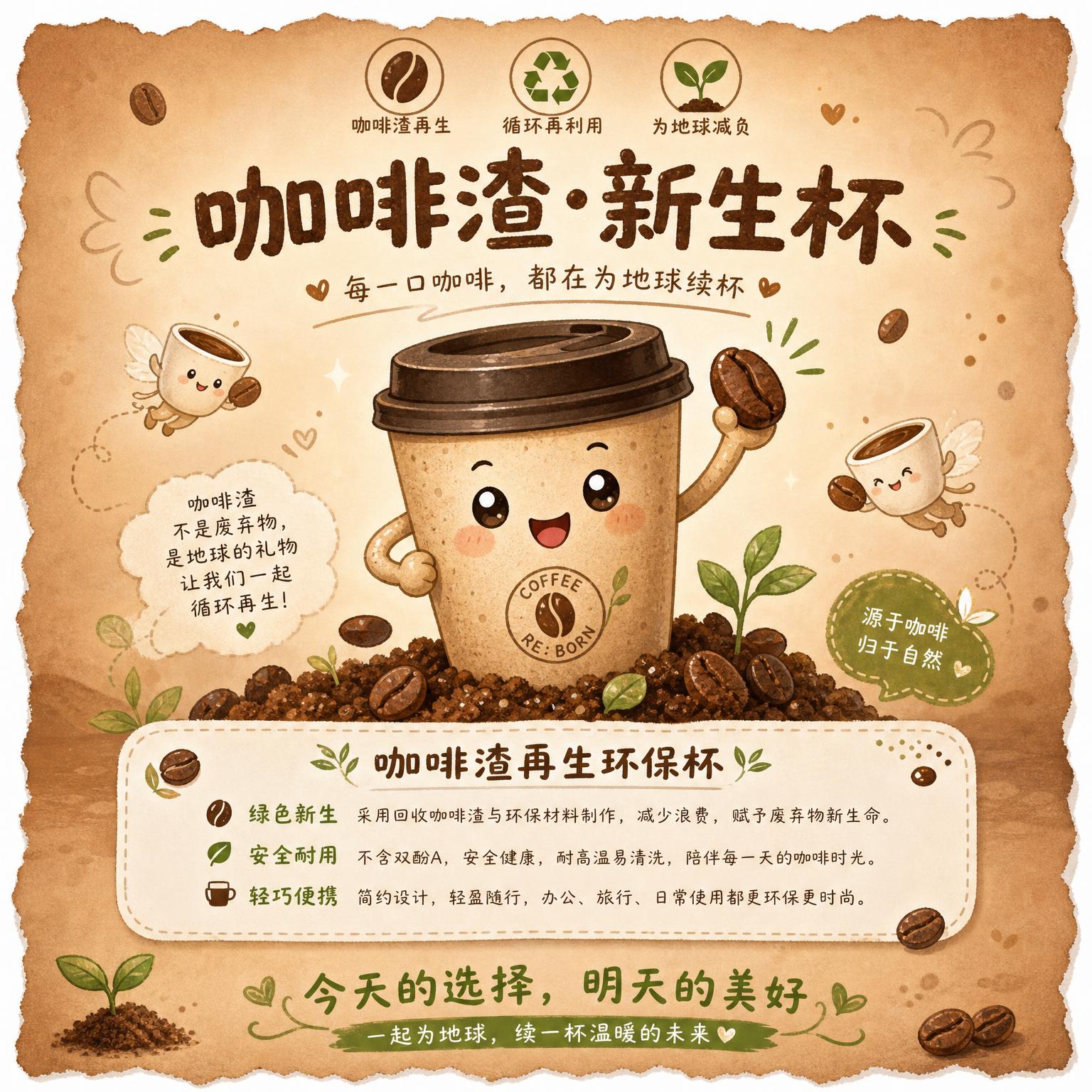 童话手绘风格方形推介卡，20x20cm，不规则撕纸波浪边缘，咖… - 图片创意预览
