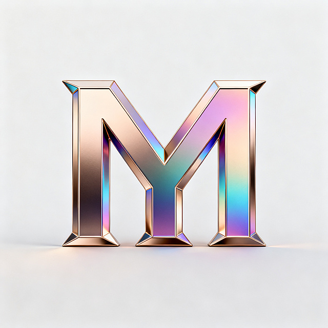 再次重新设计logo，大写字母M作为外轮廓，内部创意融入大写字母Y，轻奢渐变风格，金属质感，几何对称设计，适合商业品牌使用
