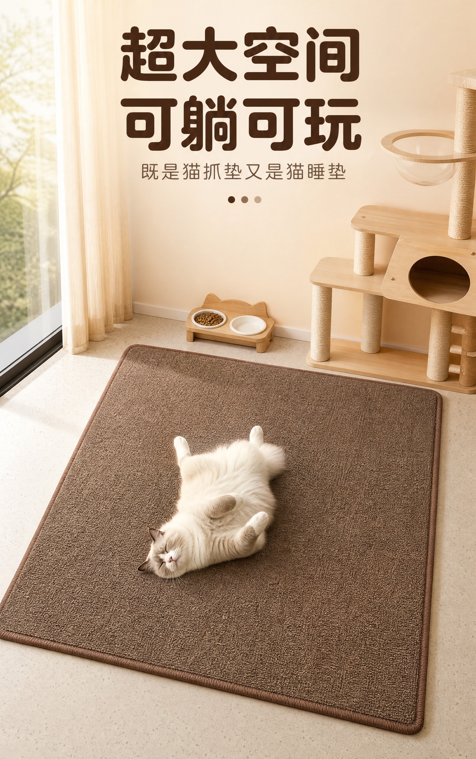 [商品] 使用【图1】深咖棕色仿剑麻猫抓垫；保留矩形形态、同色… - 图片创意预览