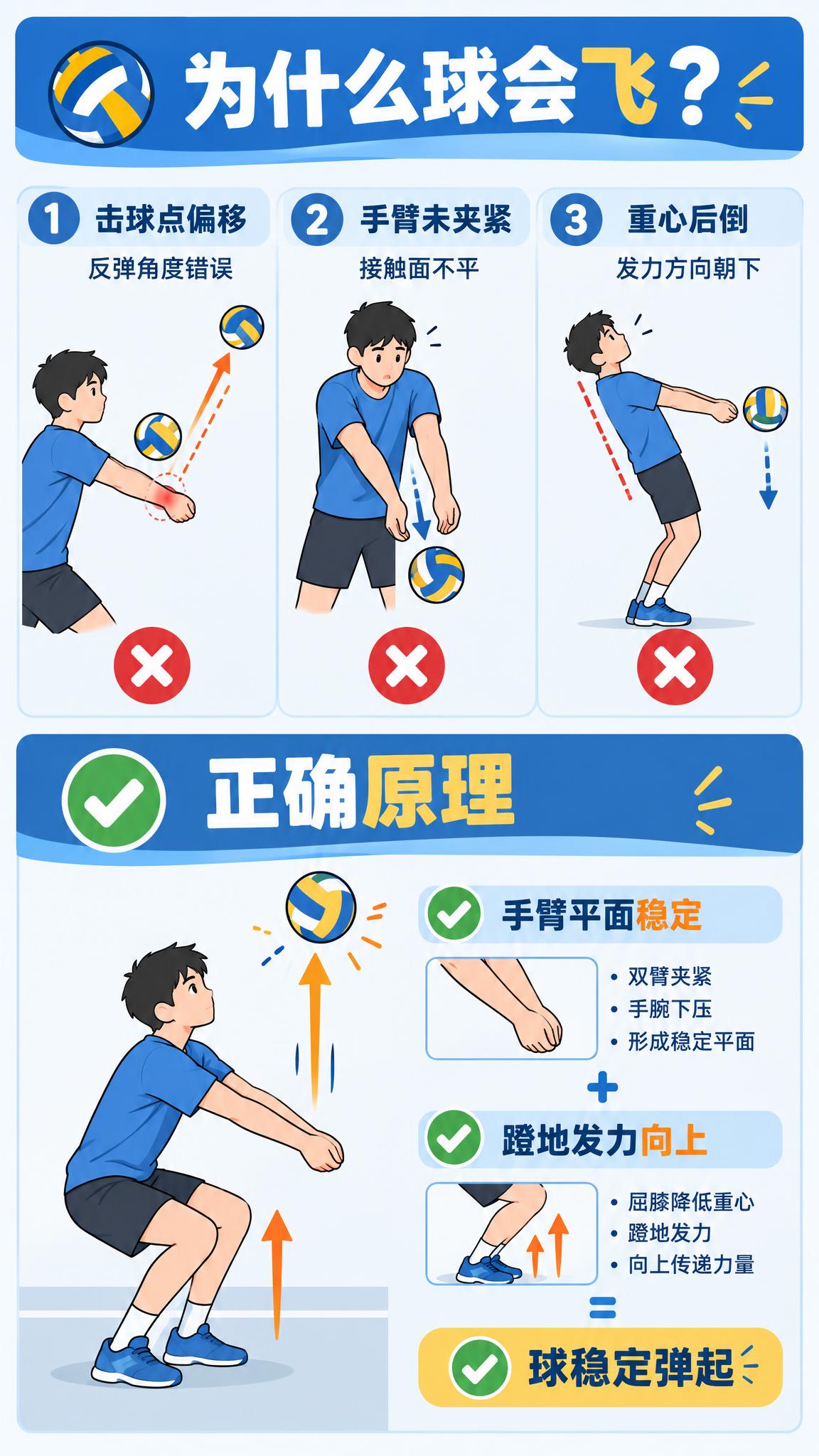 小红书科普插图，排球垫球原理讲解，竖版构图，整体风格为科普图解… - 图片创意预览