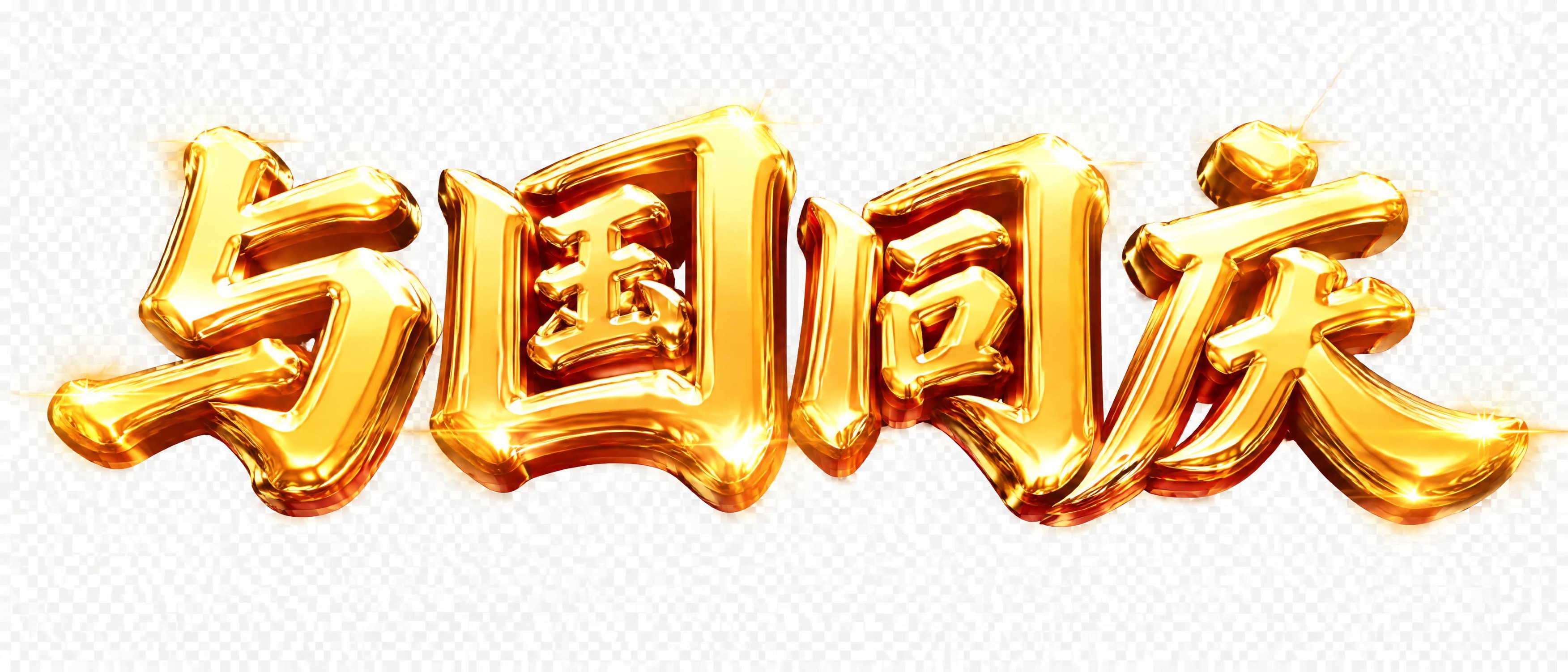 金色字体，透明背景，干净的背景，创意黑体字体设计四个字"与国同… - 图片创意预览