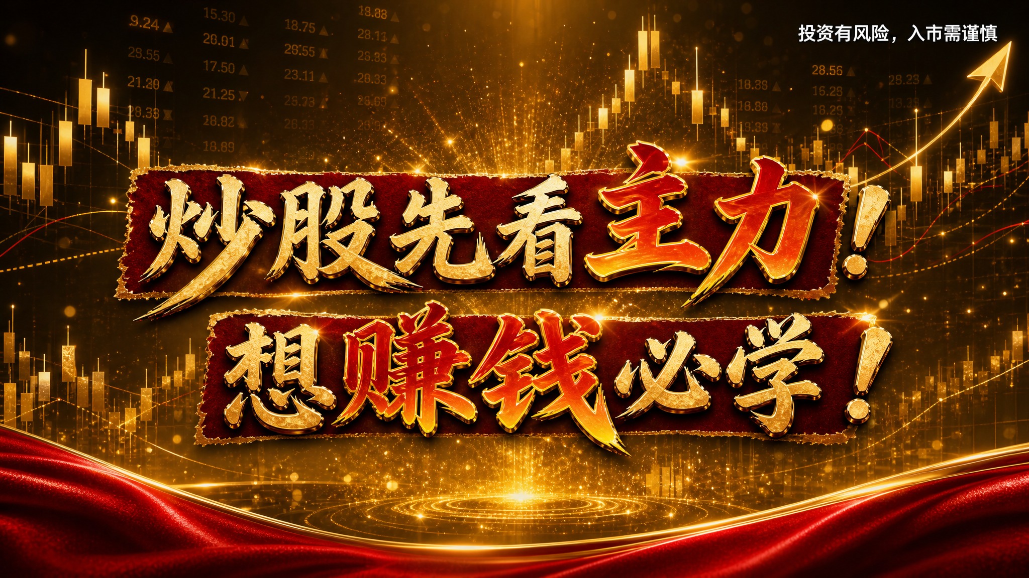 参考图风格：黑金高端金融海报风格，深金色背景，大量金色K线图和… - 图片创意预览