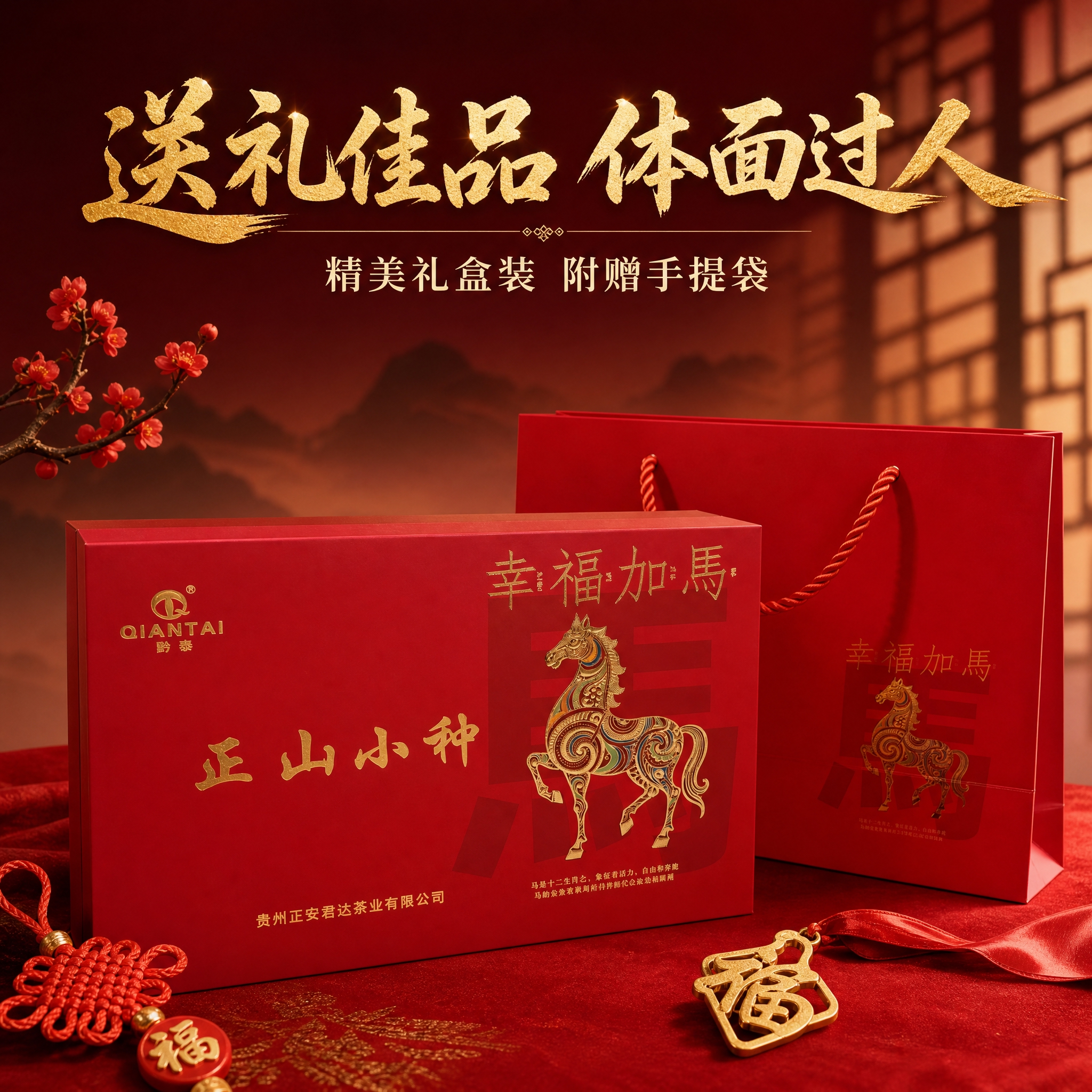 [主图-5] 正山小种红茶礼盒送礼场景与全套展示，突出礼盒属性… - 图片创意预览