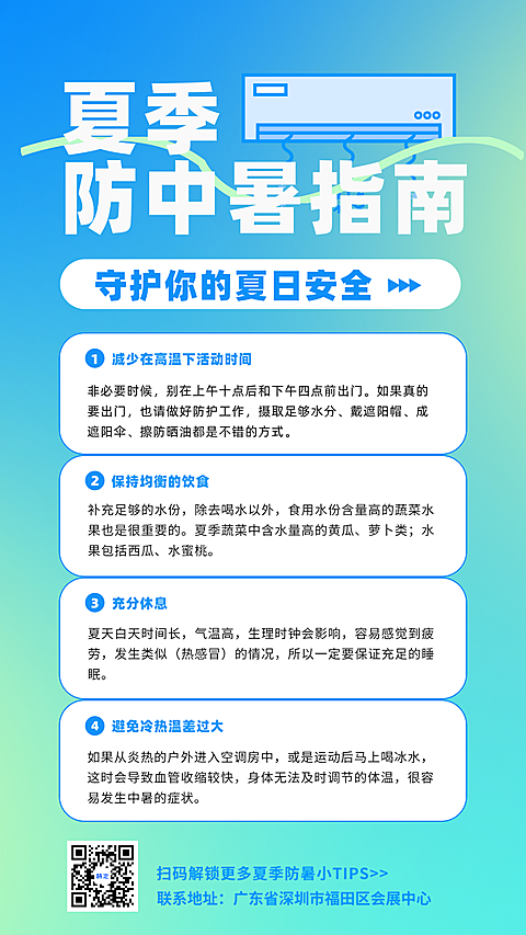 夏日防中暑指南海报