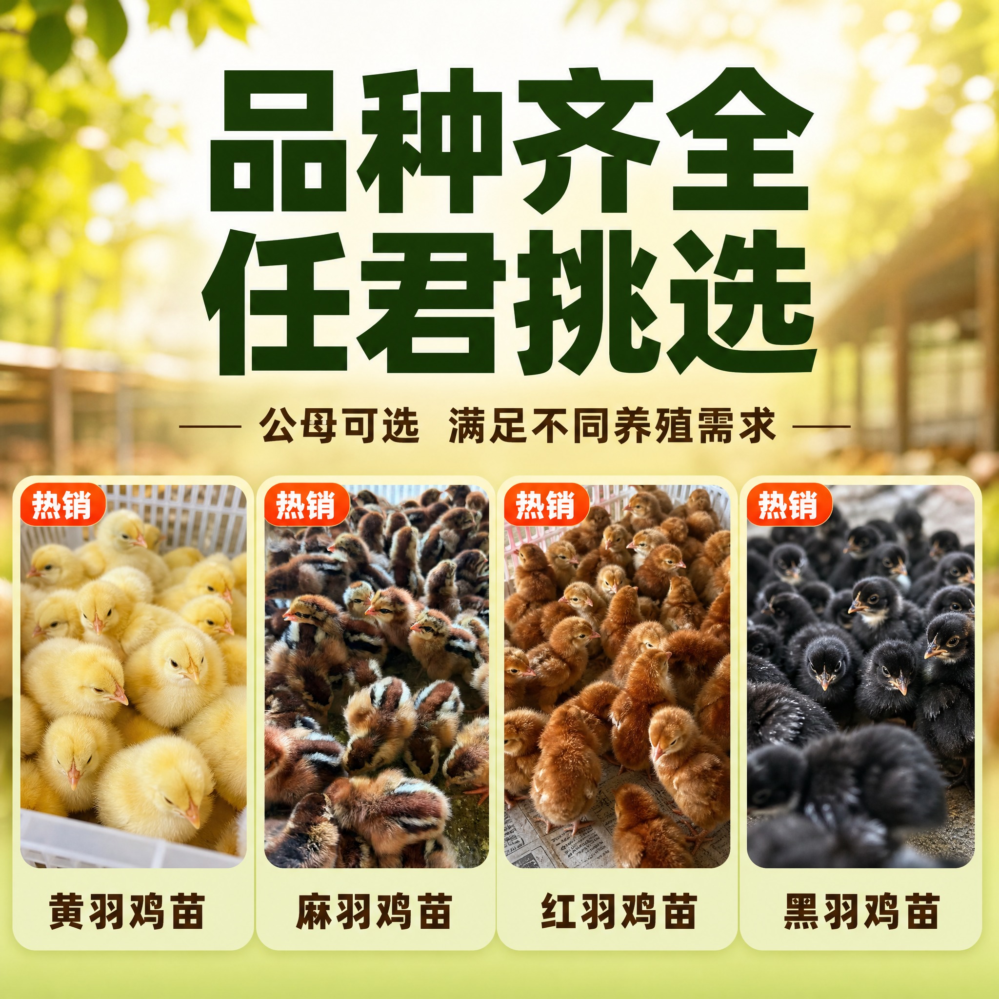 [主图-3] 品种多样 多品类鸡苗展示 种草图 [统一基调]… - 图片创意预览