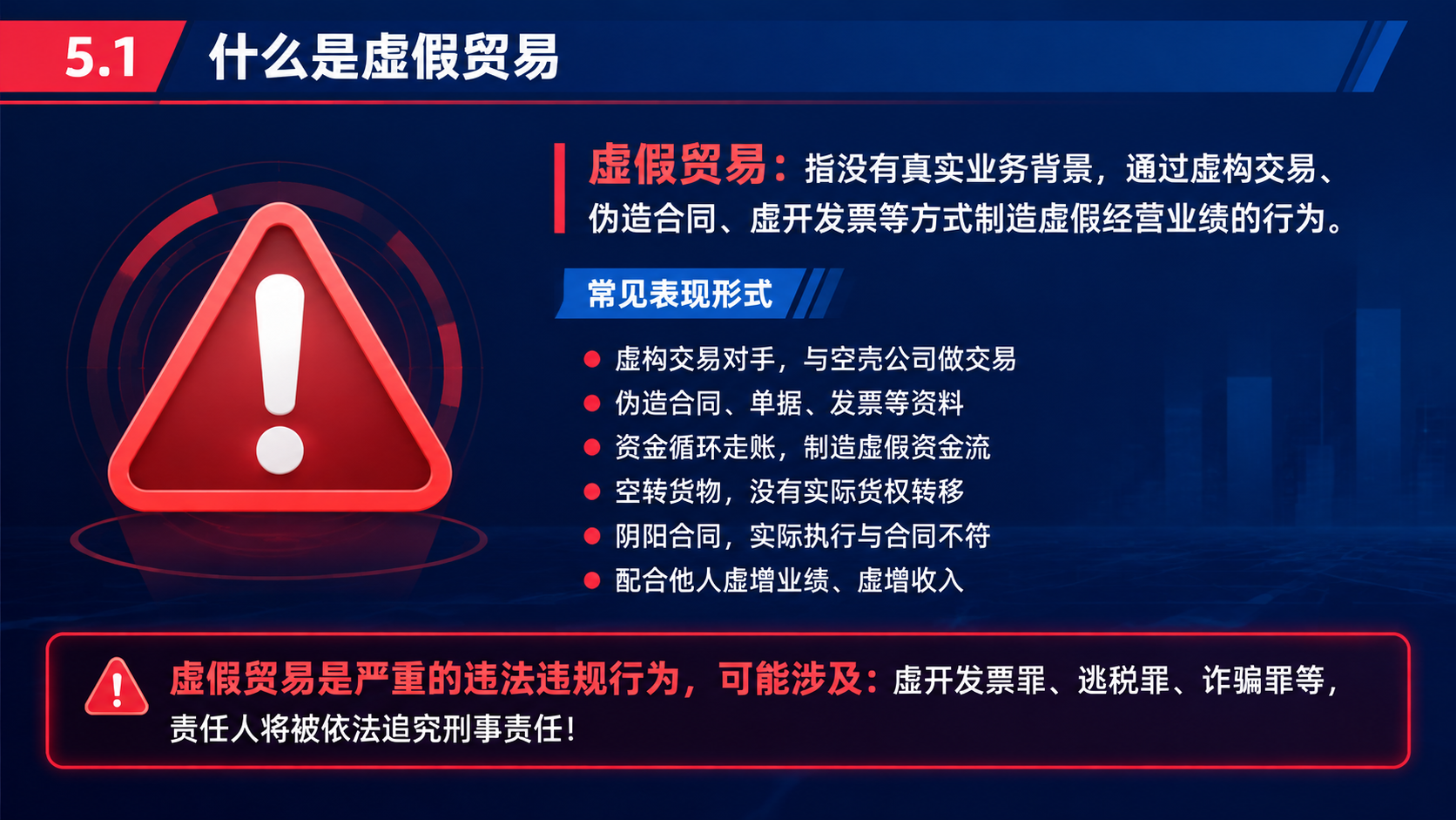 商务培训PPT内容页，16:9横版，深蓝色主色调，红色警示元素… - 图片创意预览