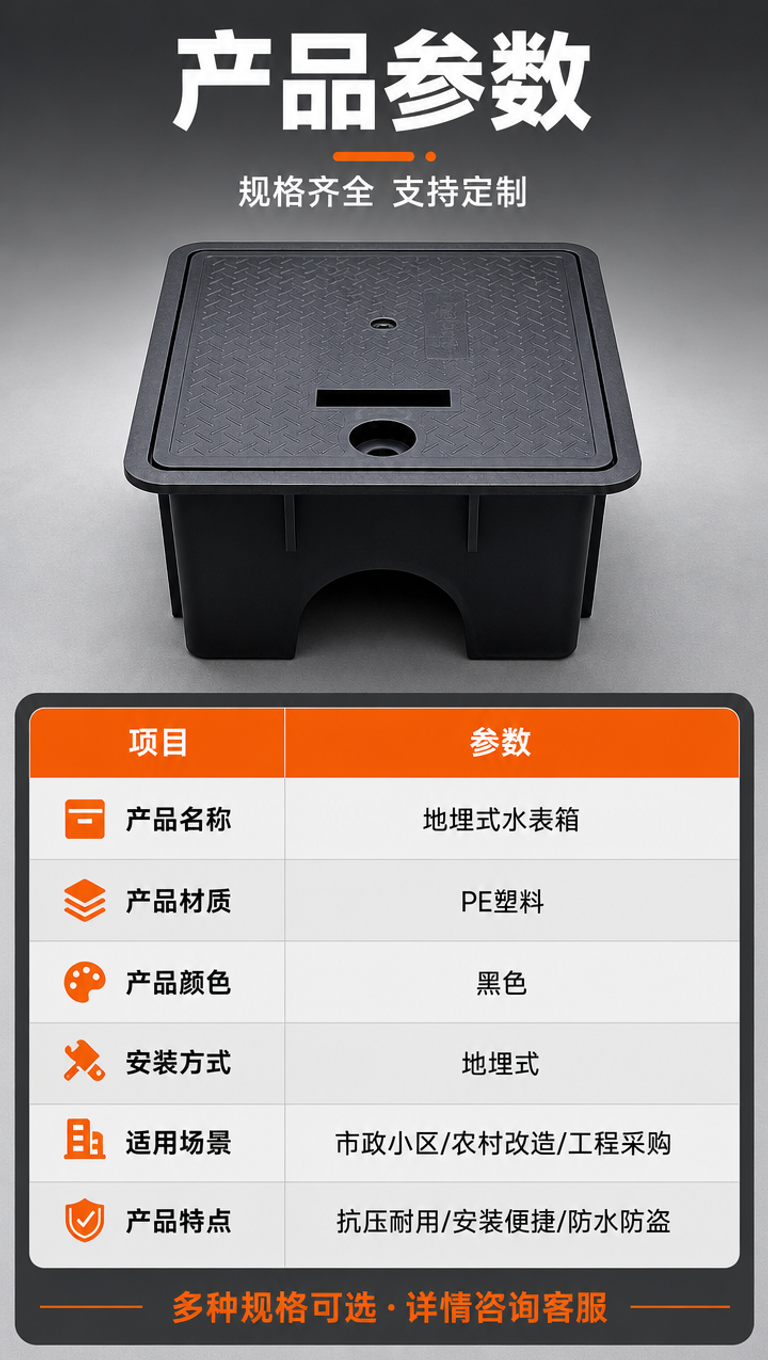 [商品] 使用【图1】黑色PE塑料地埋式水表箱；保留产品结构、… - 图片创意预览