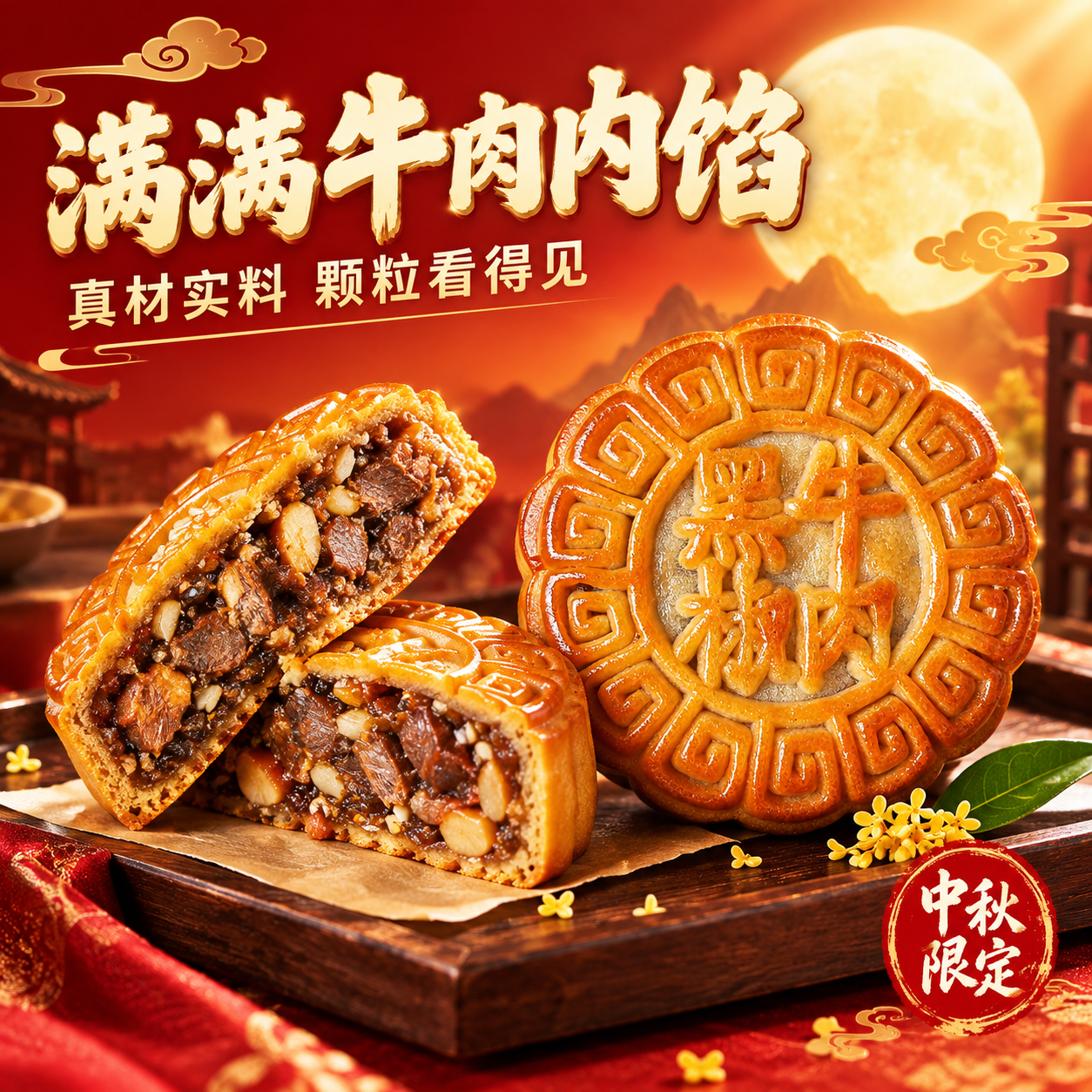 [主图-1] 黑椒牛肉月饼首图点击率图，核心任务是用食欲感和中… - 图片创意预览