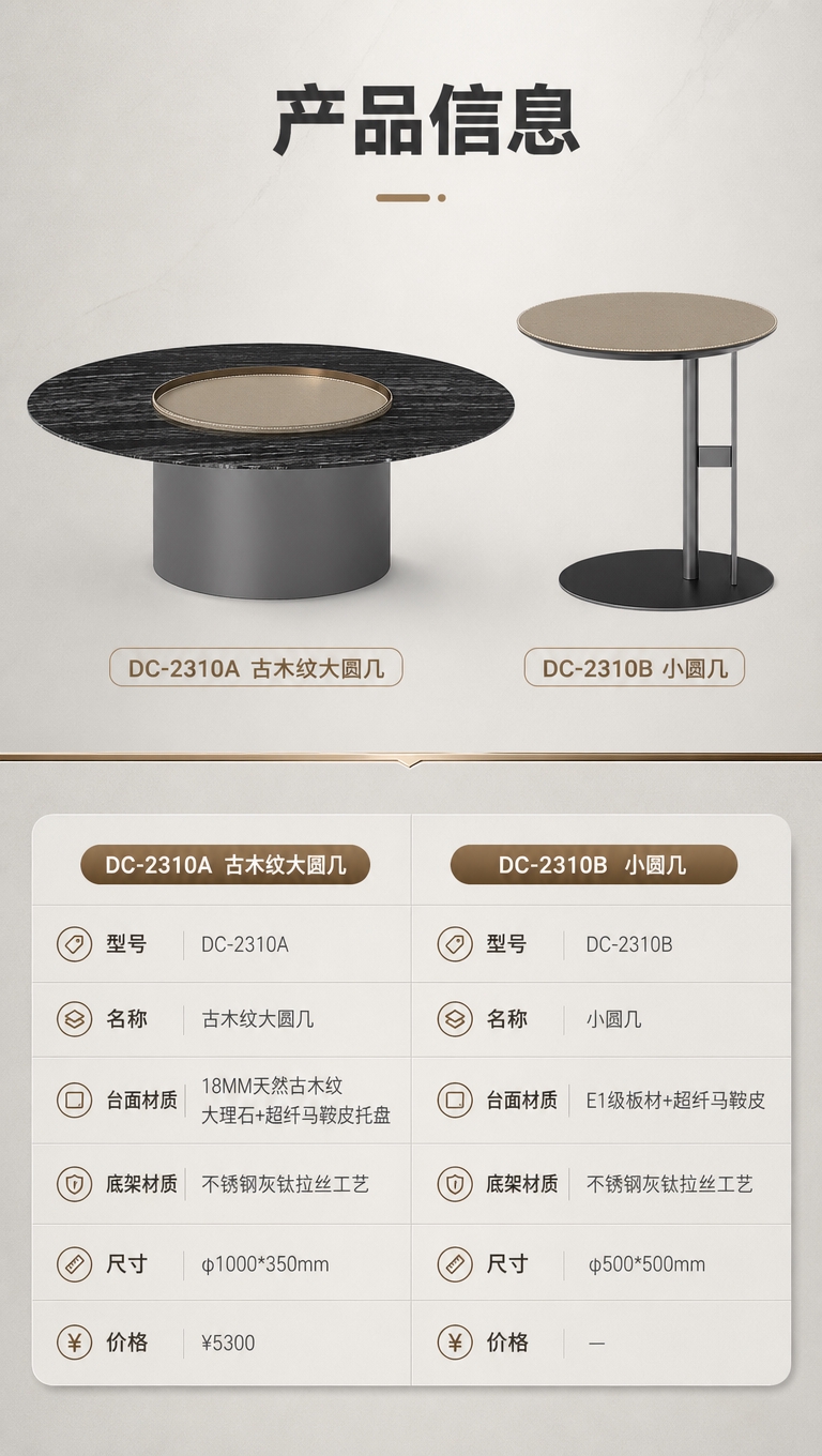 [商品] 使用【图1】古木纹大圆几+小圆几组合；保留两款产品的… - 图片创意预览