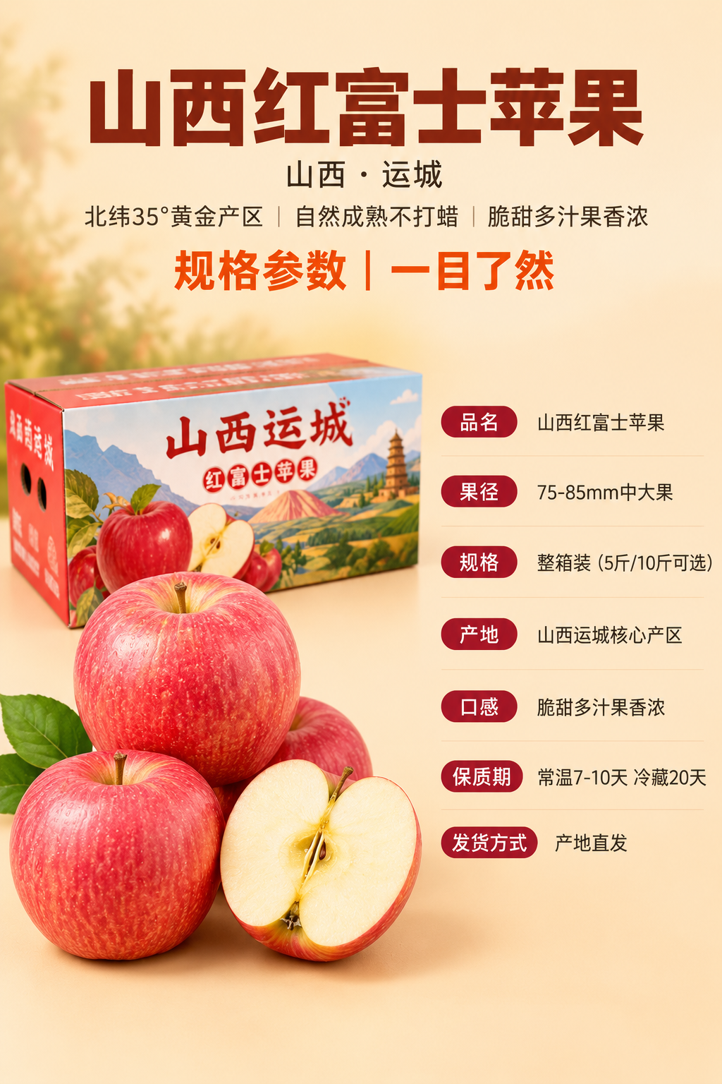 [商品] 使用【图1】山西运城红富士苹果及彩色包装箱；保留苹果… - 图片创意预览