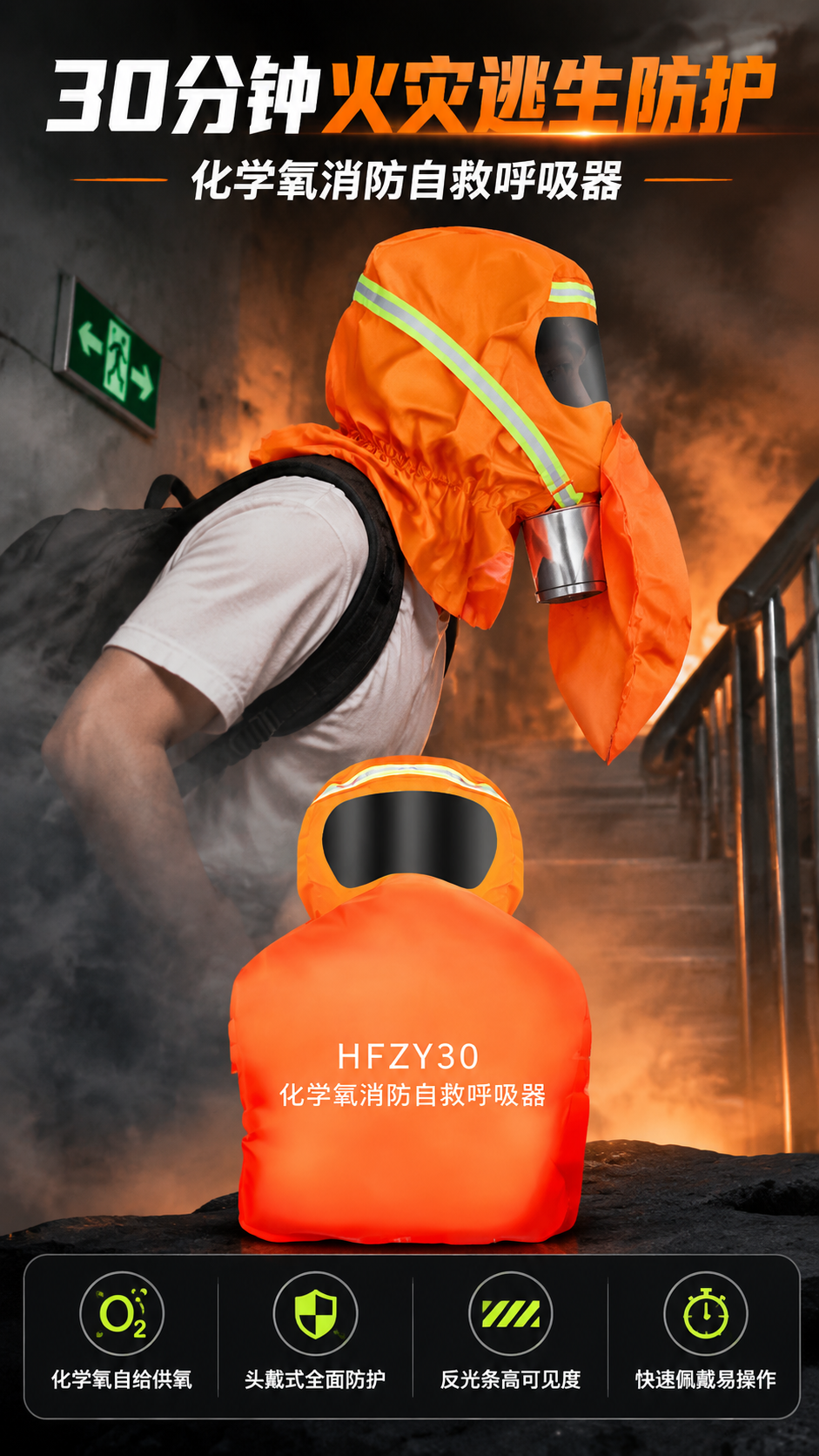 [商品] 使用【图1】人物侧面佩戴化学氧消防逃生面具照 + 【… - 图片创意预览