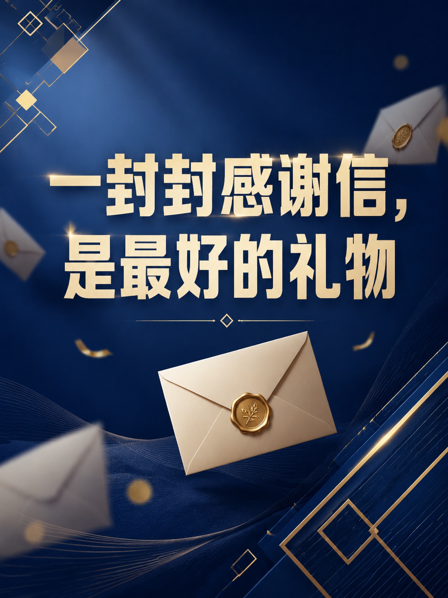 现代商务专业风格海报，画面比例3:4，深蓝色与金色为主色调，高… - 图片创意预览