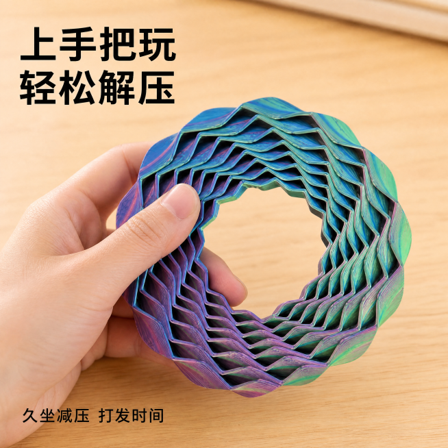 「图片1」，生成一套主图（5张），商品名称是旋转解压摇摆器，卖点是释放压力 魔幻丝滑，适配淘宝/天猫平台，主图比例为1:1预览效果