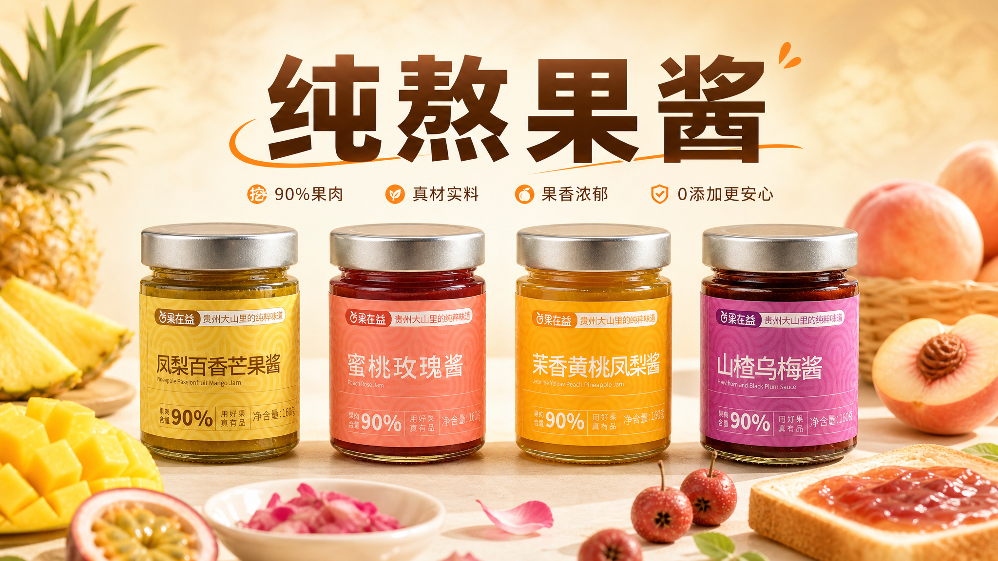 横版电商banner设计，尺寸比例17:10，暖色调温馨美食风… - 图片创意预览